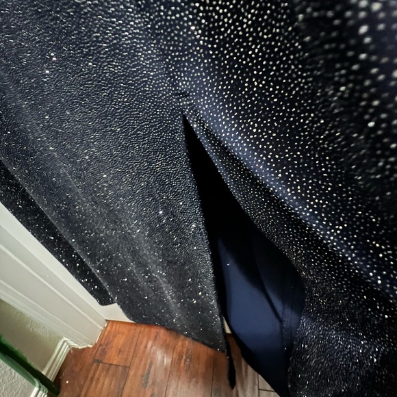 En Focus Navy Blue Shiny Jewel Neckline Dress size 10 petite - Picture 4 of 6